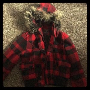 Black and red checkered jacket/coat.